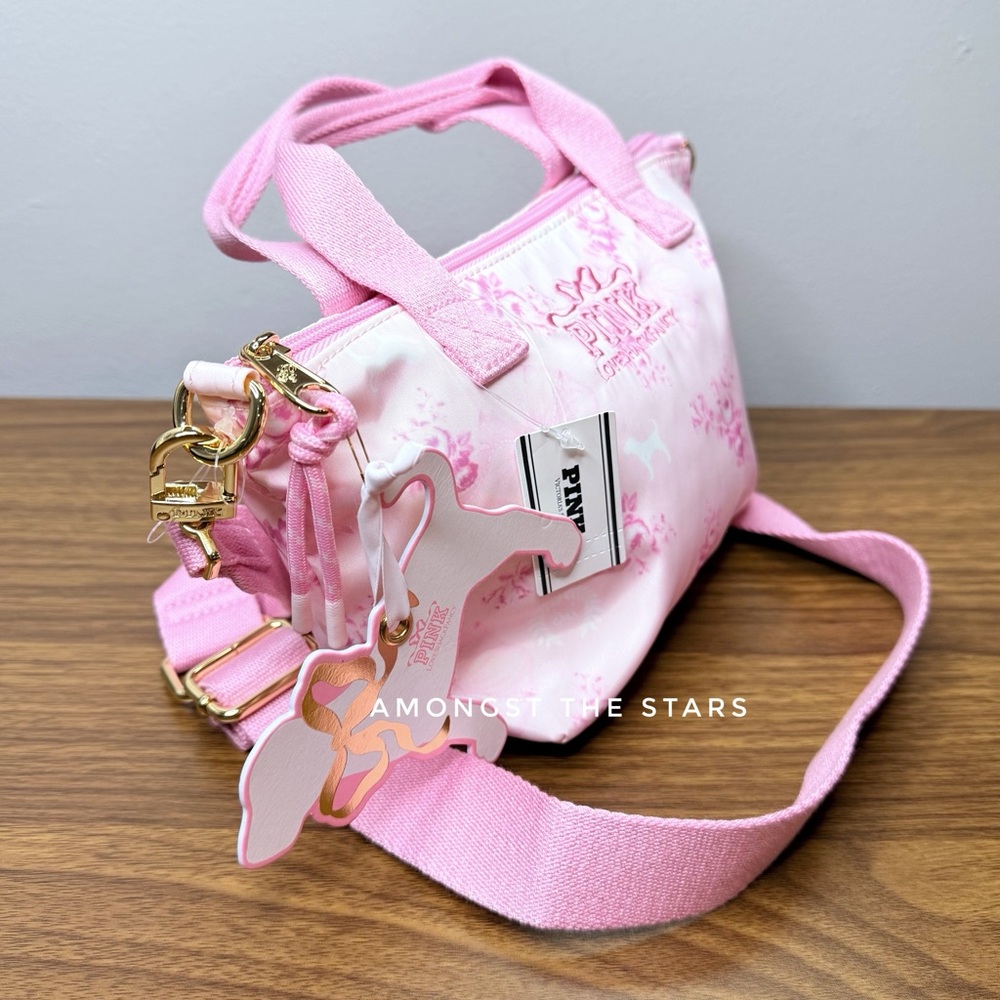 LoveShackFancy Victoria’s Secret PINK Beaux Floral Print Mini Tote Bag Purse - Picture 3 of 13